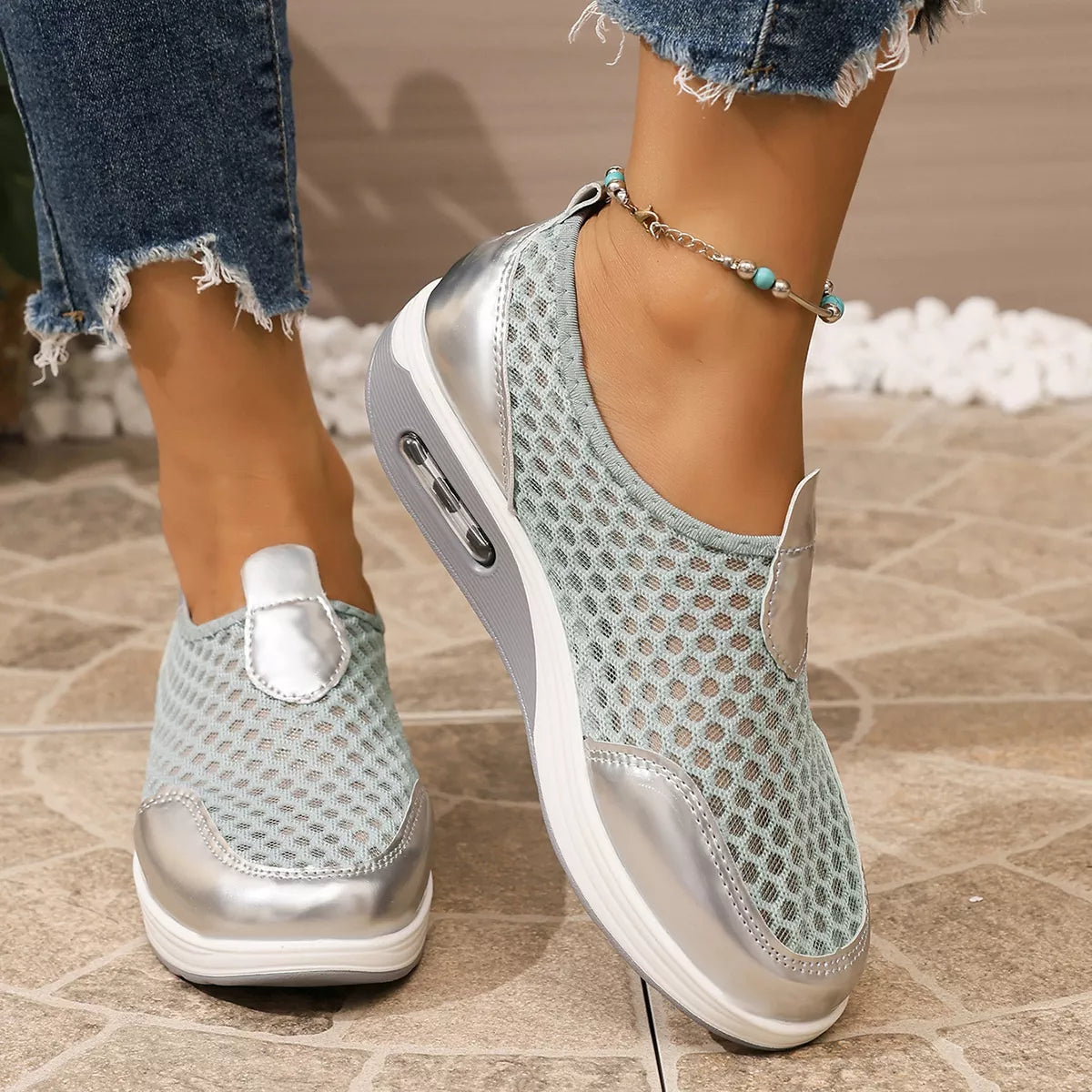 Modern Finesse Sienna Breathable Mesh Wedge Slip-Ons