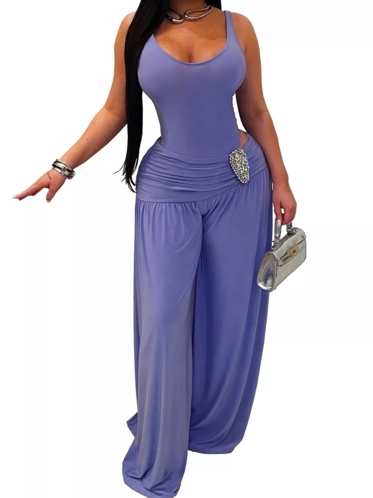 Modern Finesse Rowan Cutout Detail Sleeveless Wide-Leg Jumpsuit