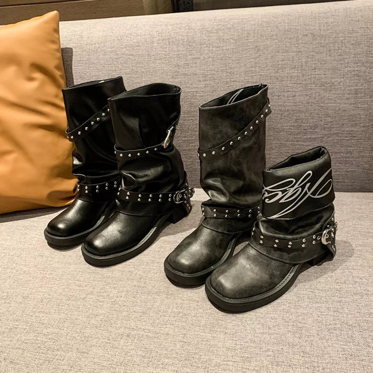 Modern Finesse Slate Round-Toe Low-Heel Boots - product view 1