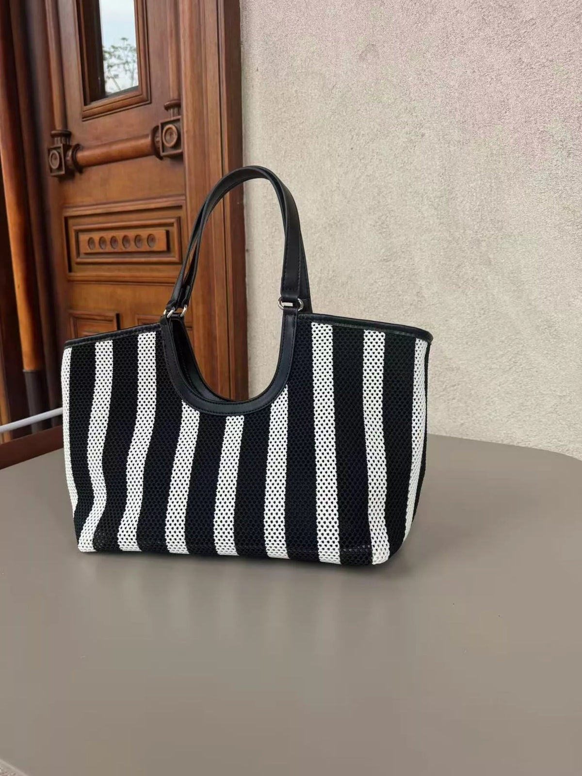 Modern Finesse Marlowe Contrast Striped Tote Bag