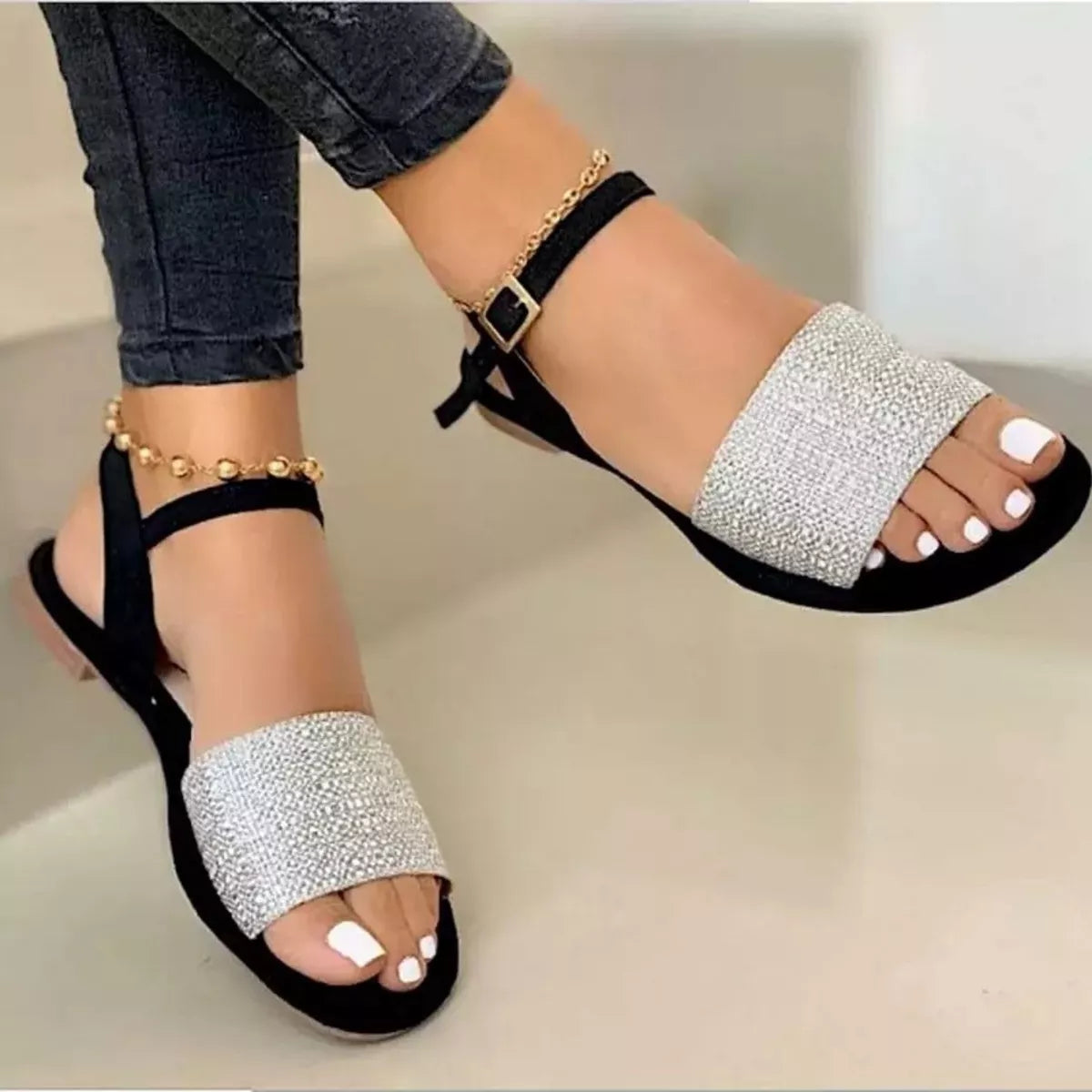 Modern Finesse Talia Open-Toe Ankle-Strap Flat Sandals