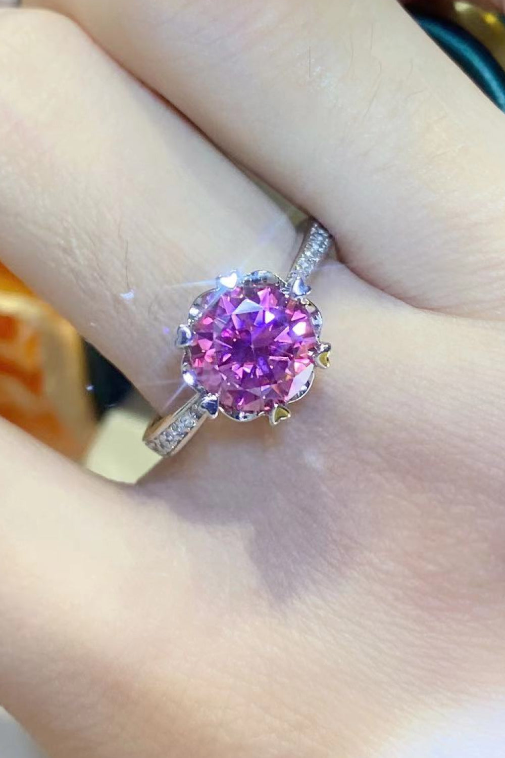 House Of Finesse Rose Radiance 2 Carat Moissanite Ring in pink
