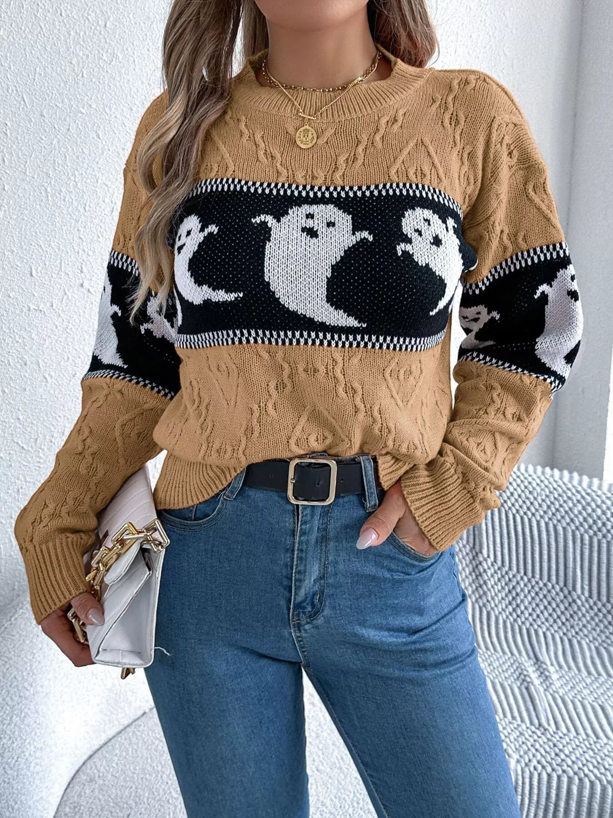Modern Finesse Ghost Cable-Knit Sweater product image