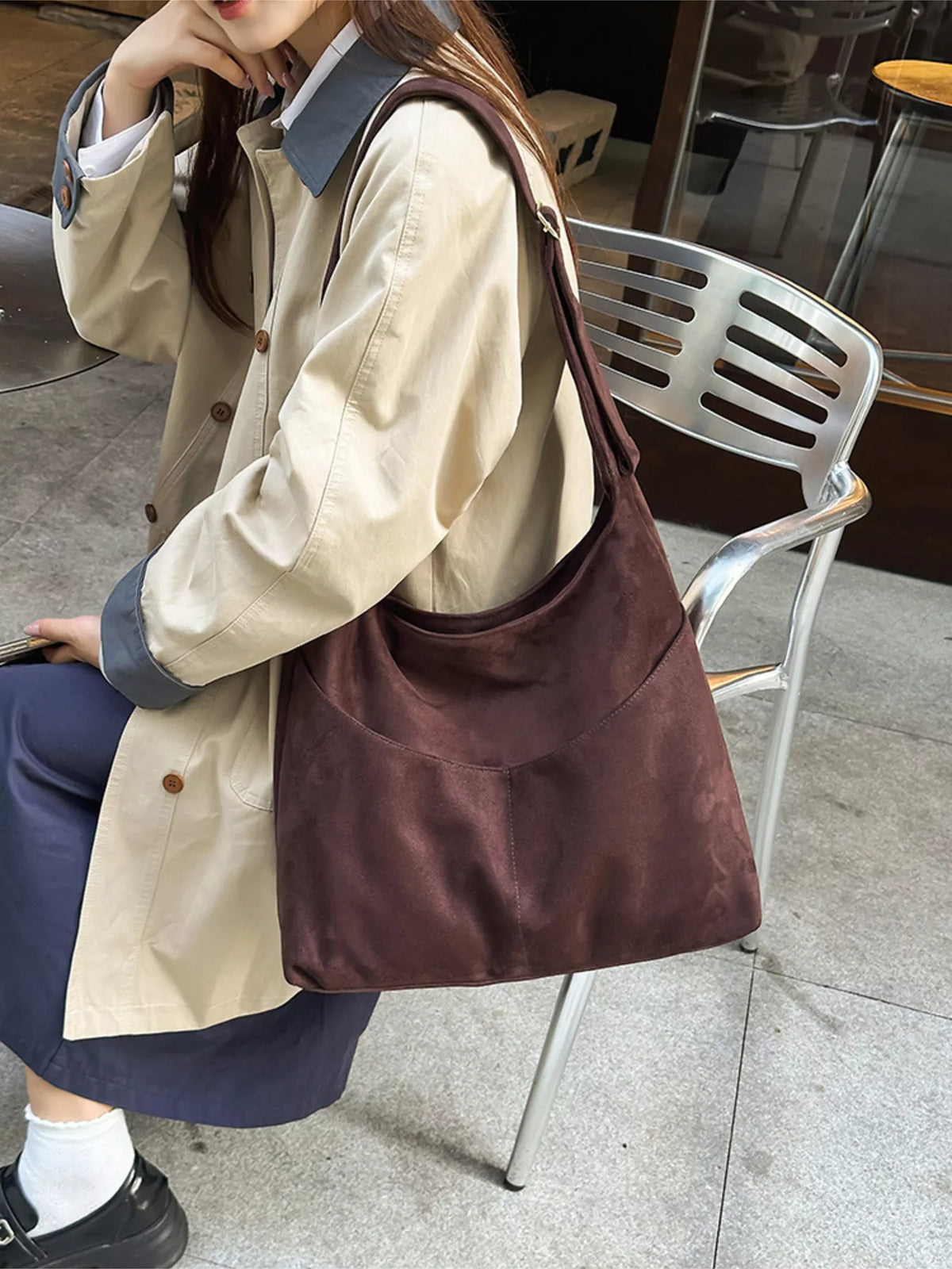 Modern Finesse Earthline Suede Shoulder Bag