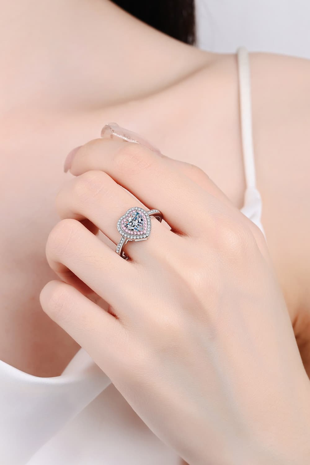 HOF Celine 1 Carat Moissanite Heart 925 Sterling Silver Ring