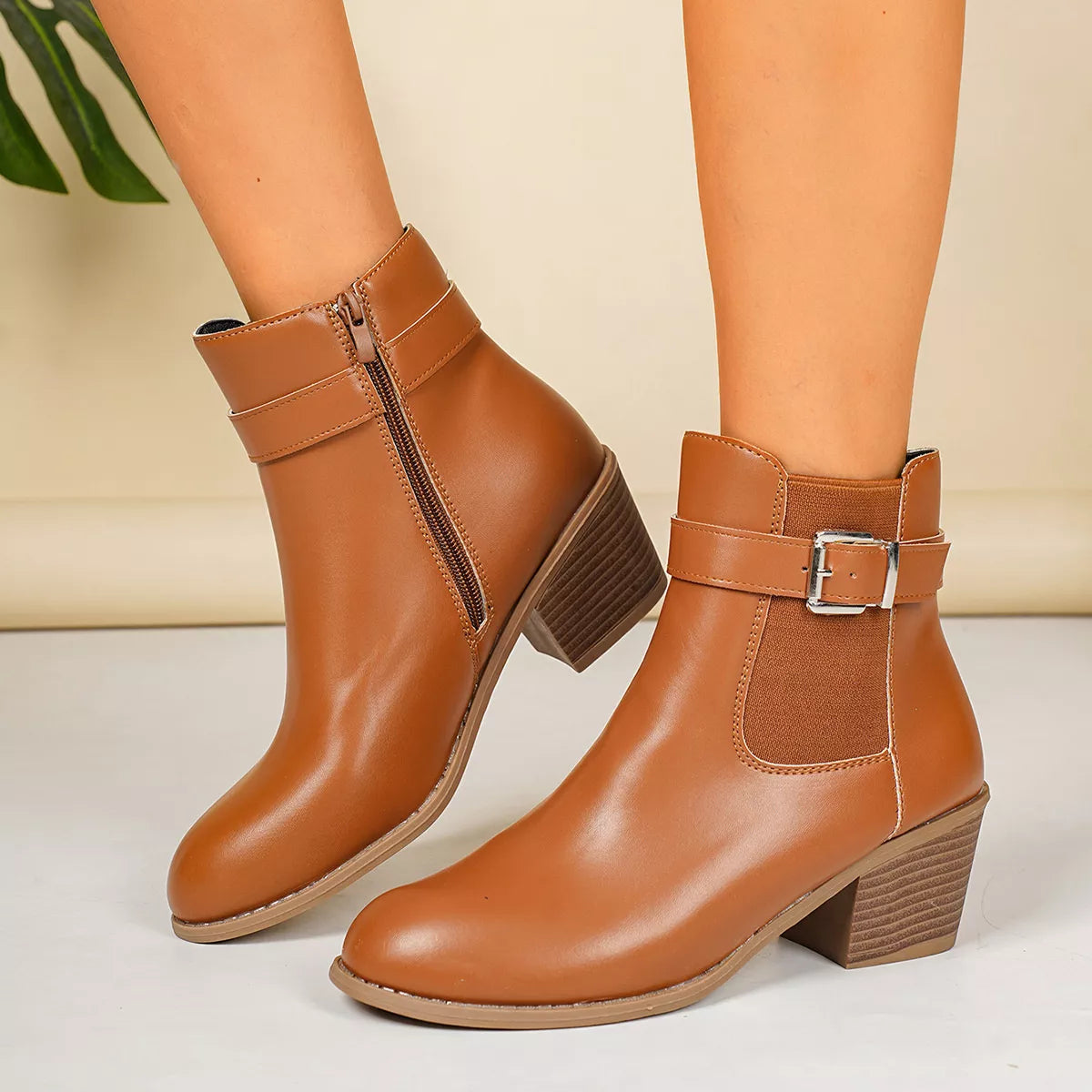 Modern Finesse Sharp Step Point-Toe Block-Heel Boots