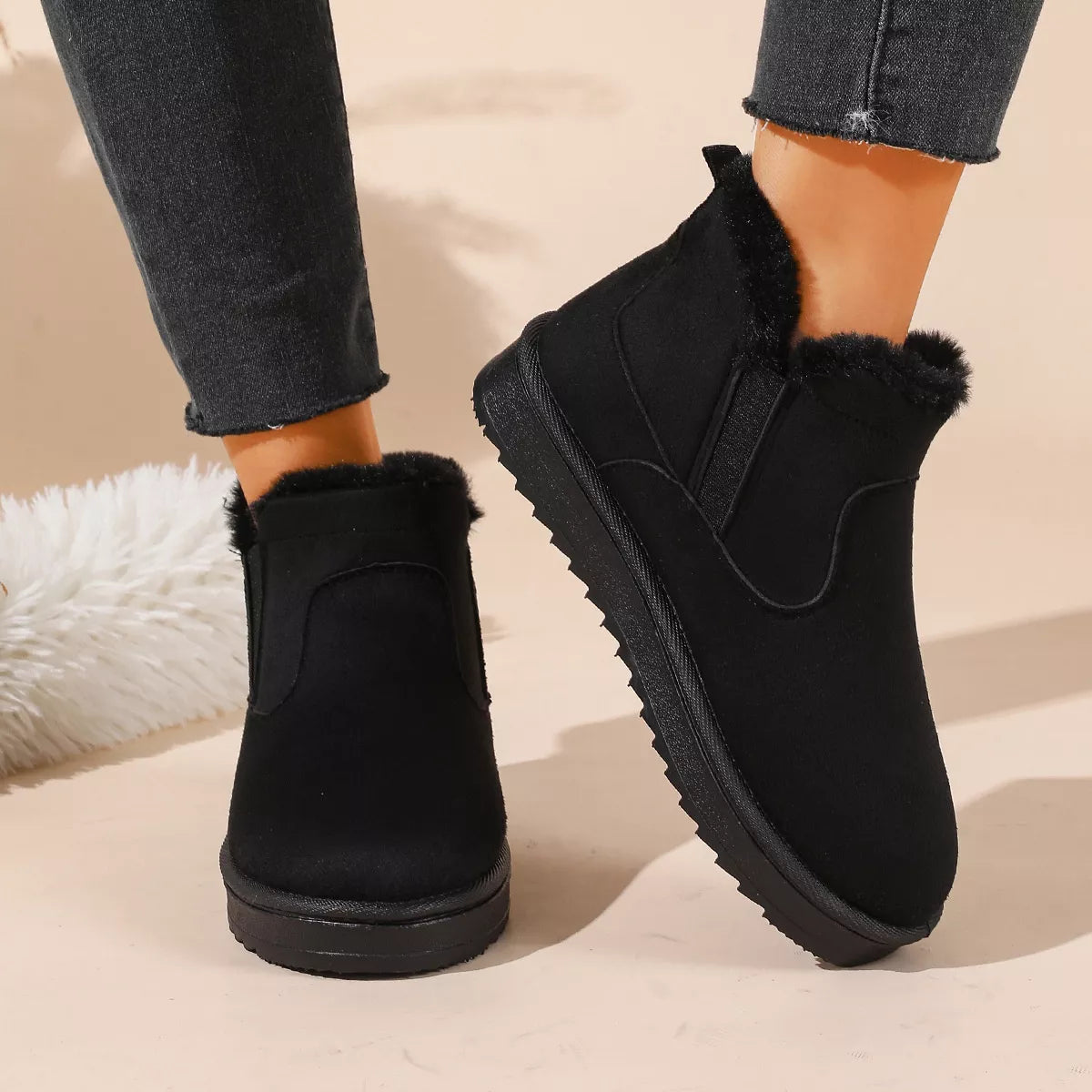 Modern Finesse Winter Walk Plush-Lined Suede Ankle Boots