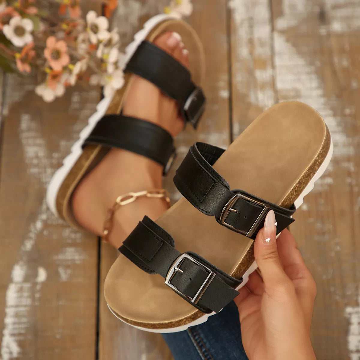 Modern Finesse Noelle Open-Toe Flat Sandals