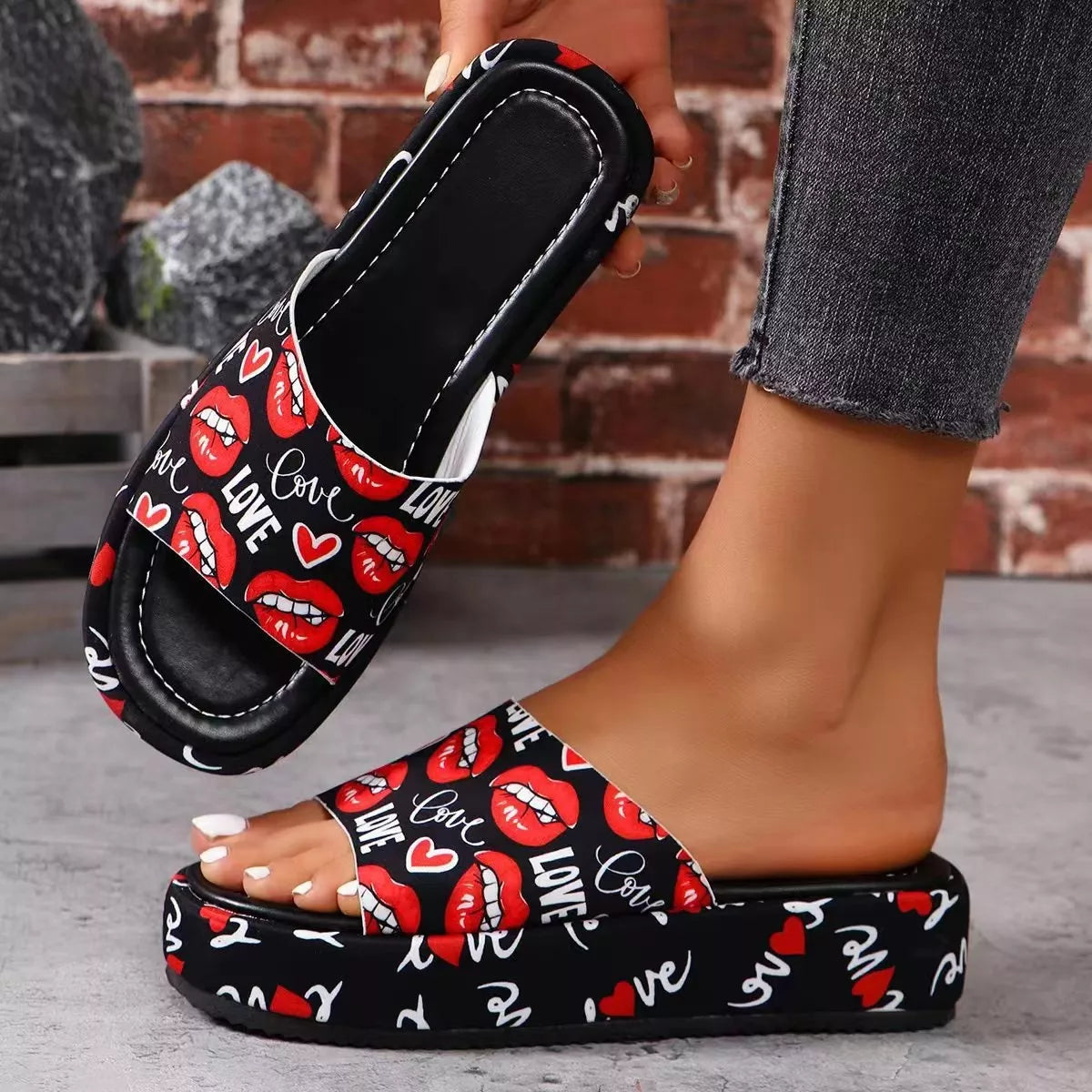 Modern Finesse Solace Butterfly Print Platform Sandals