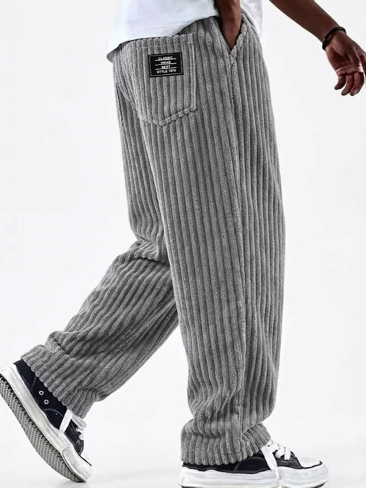 Modern Finesse Sterling Men's Casual Corduroy Wide-Leg Pants — Extended Sizes