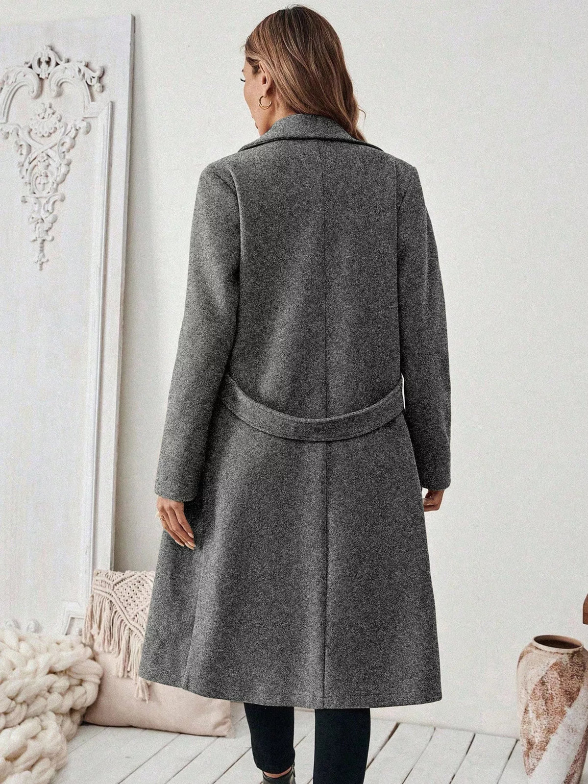 Modern Finesse Elara Lapel Collar Longline Coat