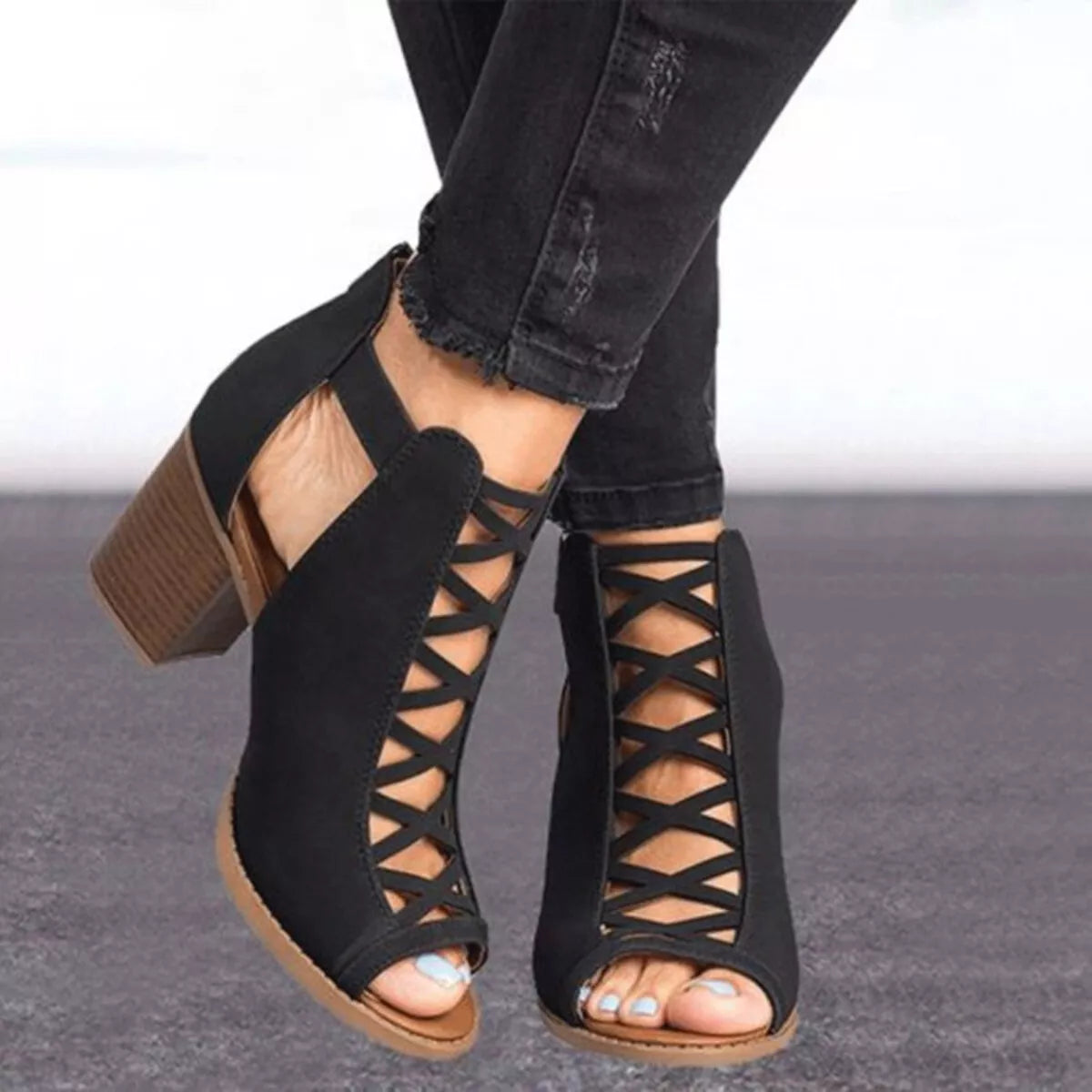 Modern Finesse Sora Peep-Toe Block-Heel Sandals