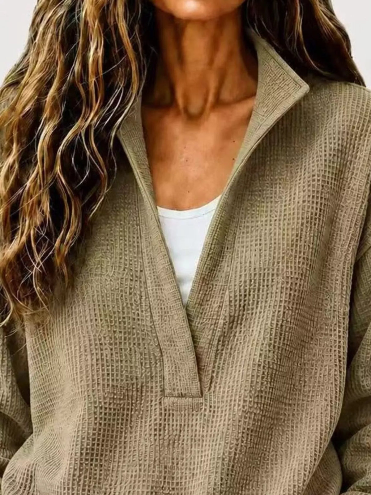 Modern Finesse Slow Sunday Waffle Sweatshirt