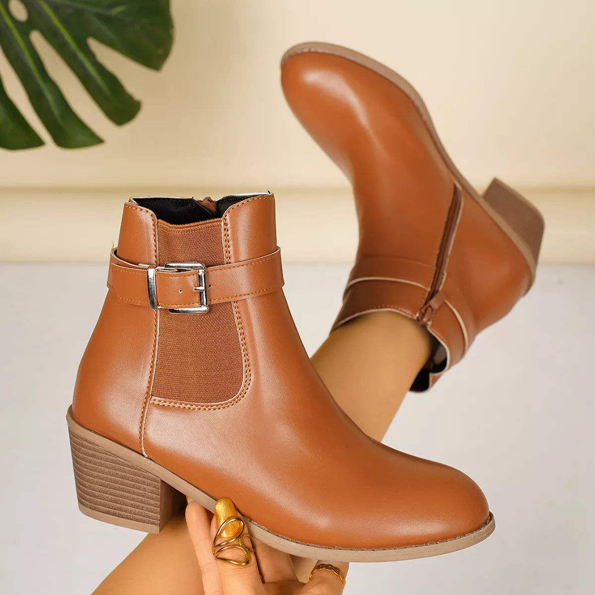 Modern Finesse Sharp Step Point-Toe Block-Heel Boots