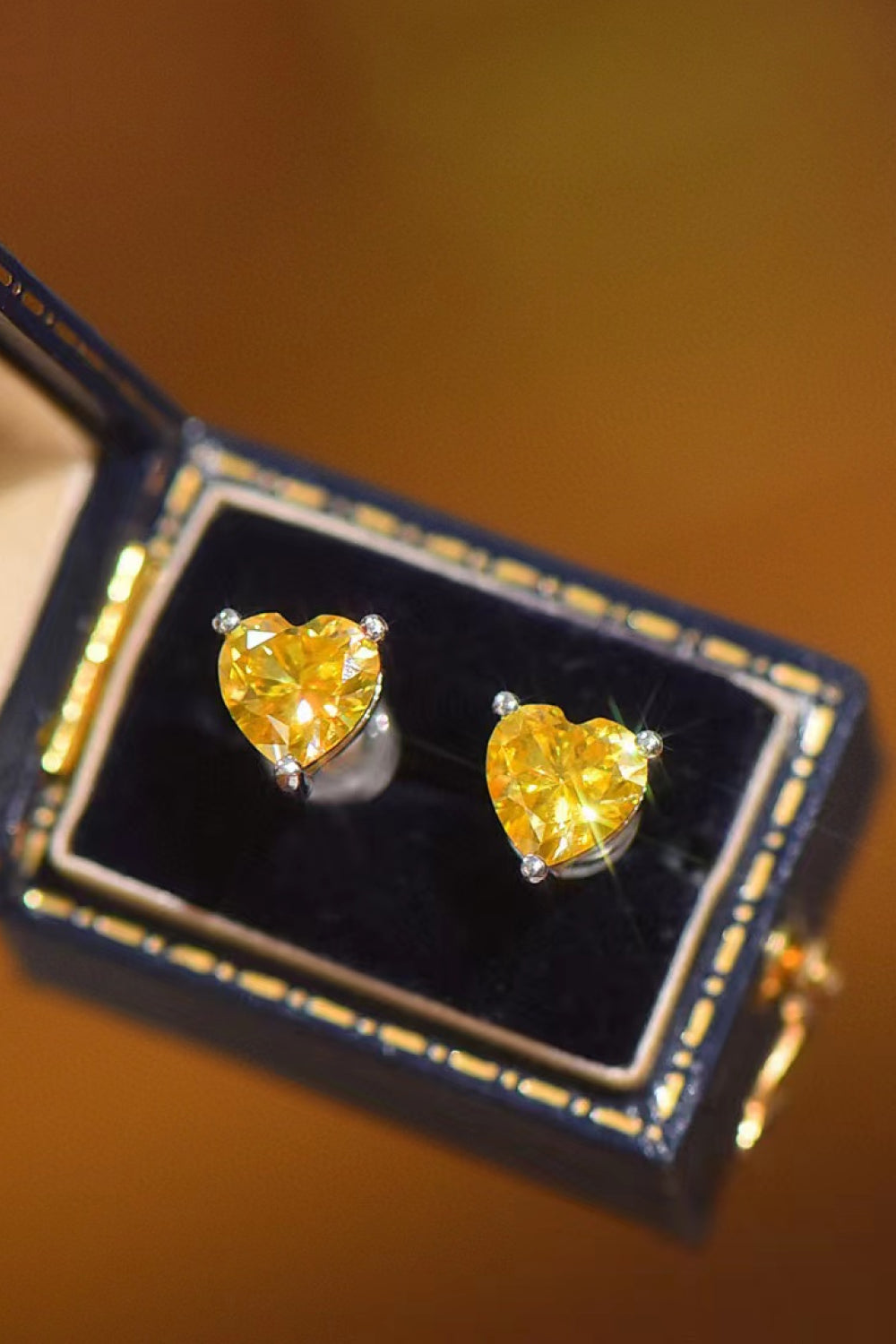 HOF Solace 2 Carat Yellow Heart Moissanite Platinum-Plated Earrings