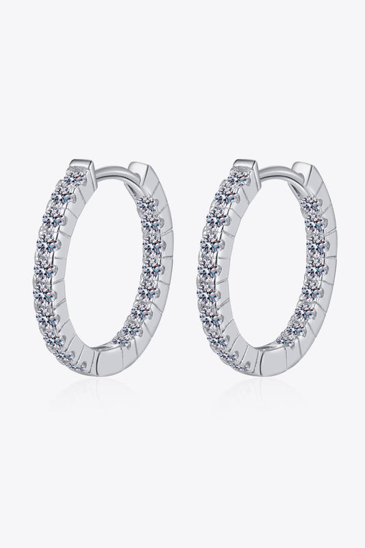 HOF Eden Moissanite 925 Sterling Silver Huggie Earrings