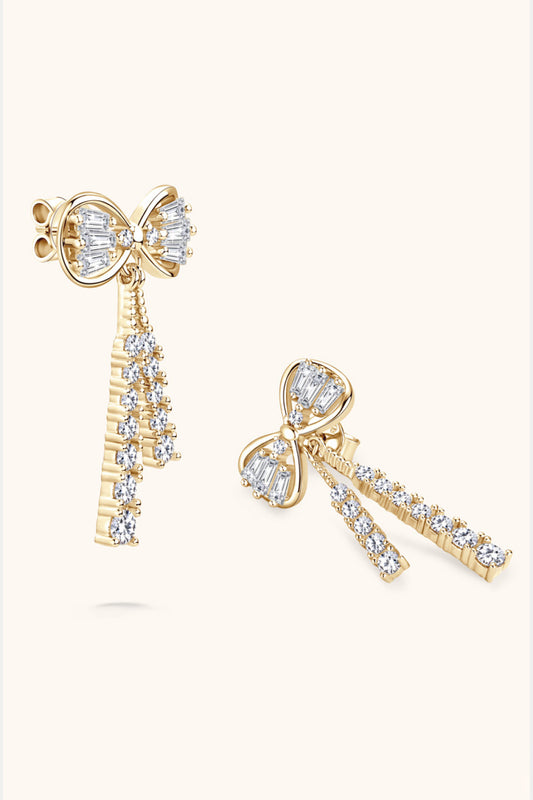 HOF Sora 1.12 Carat Moissanite 925 Sterling Silver Bow Earrings