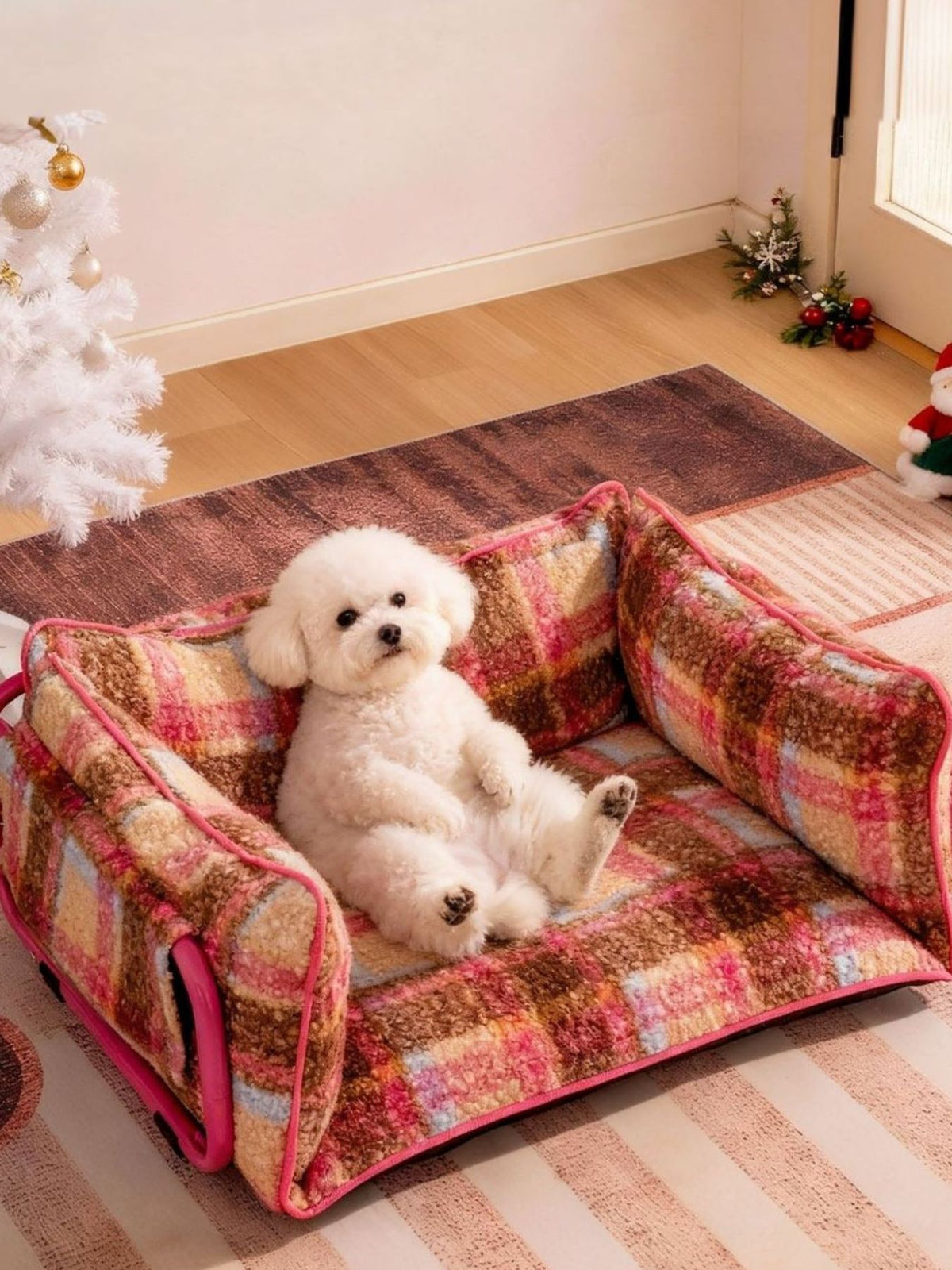 HOF Arden Plaid Pattern Plush Sofa Pet Bed