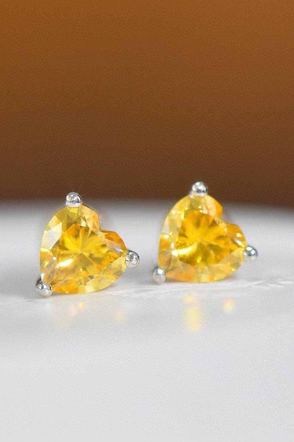 HOF Solace 2 Carat Yellow Heart Moissanite Platinum-Plated Earrings