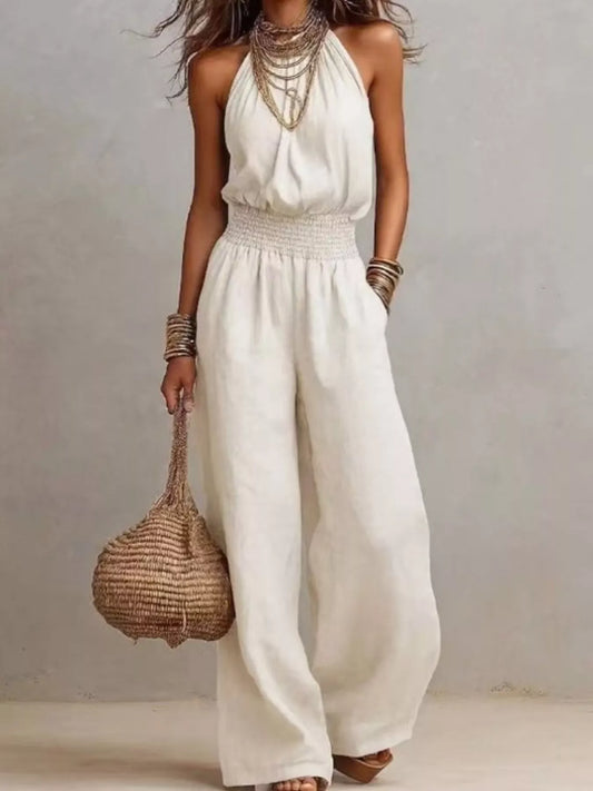 Modern Finesse Lena Halter Neck Wide-Leg Jumpsuit