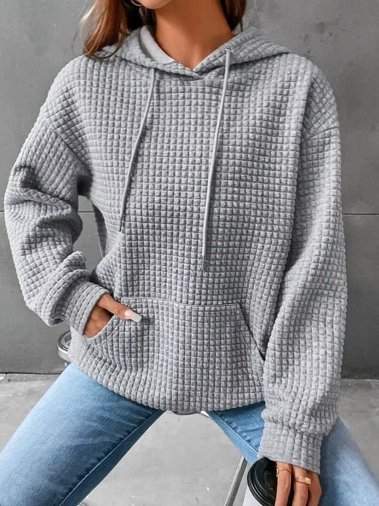 Modern Finesse Sienna Textured Kangaroo Pocket Hoodie — Extended Sizes