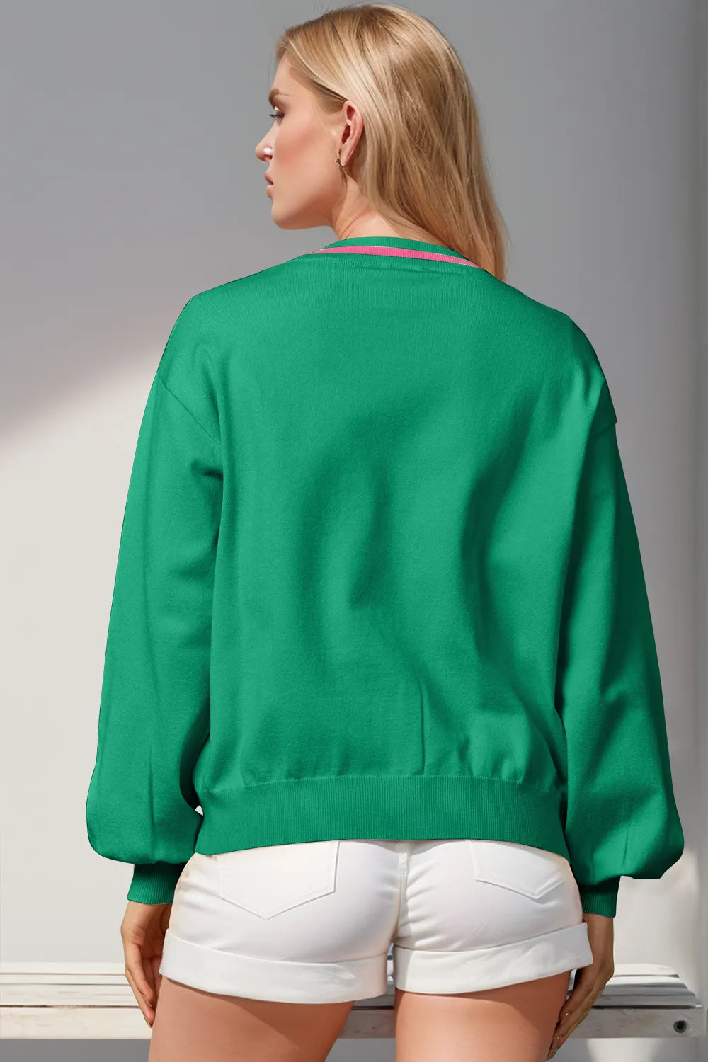 Modern Finesse Nutcracker Sequin Bow Cardigan by Double Take