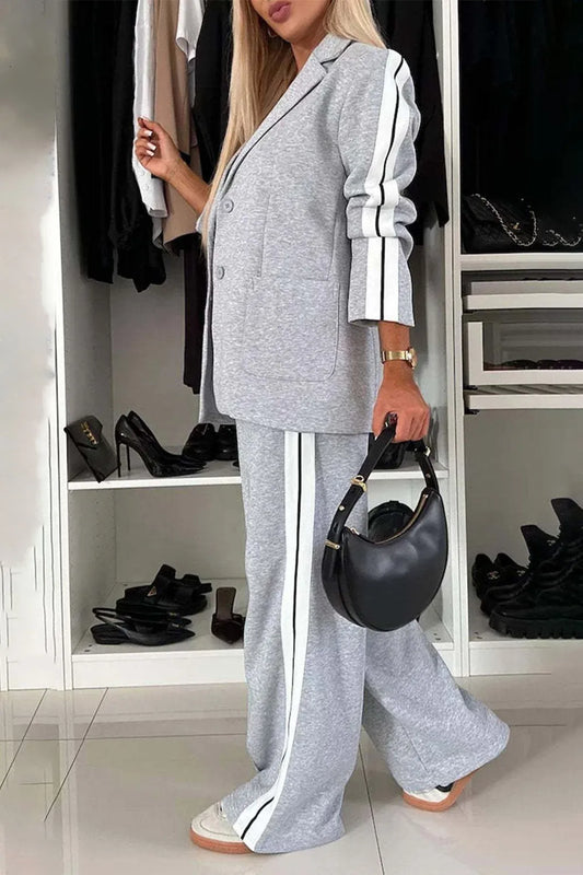 Modern Finesse Arden Contrast Lapel Collar Top and Pants Set