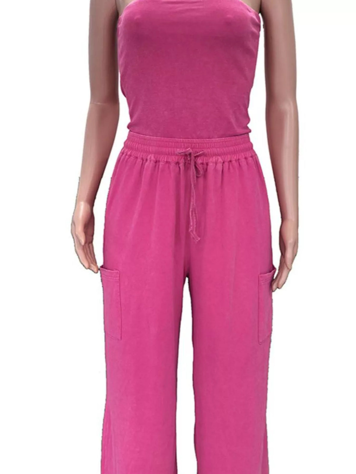Modern Finesse Remy Drawstring Strapless Wide-Leg Jumpsuit