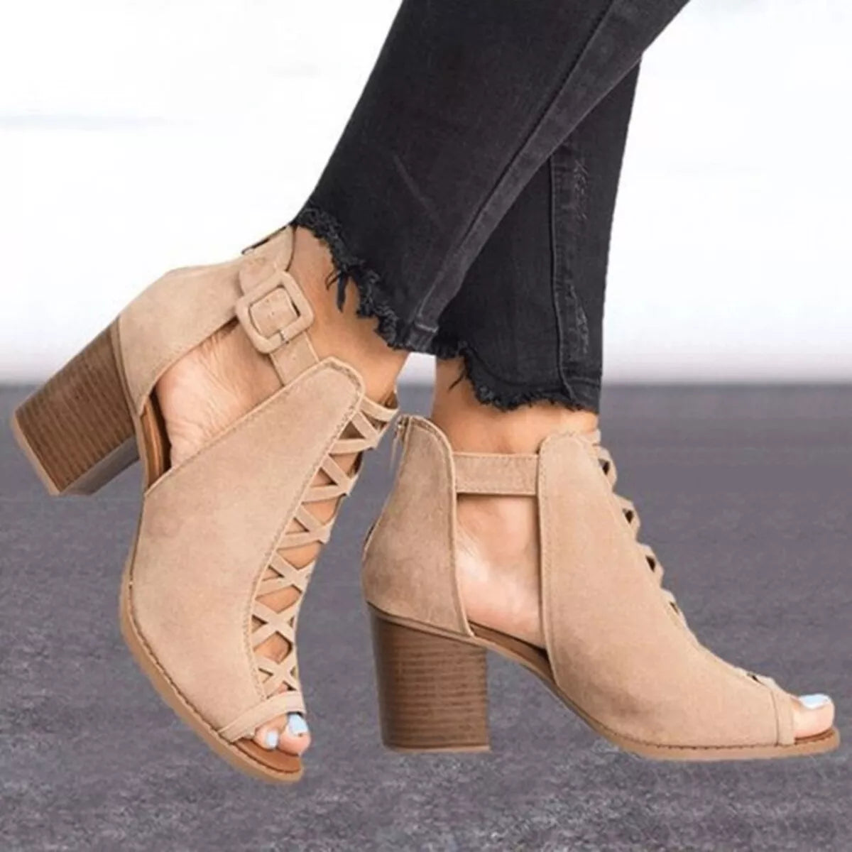 Modern Finesse Sora Peep-Toe Block-Heel Sandals