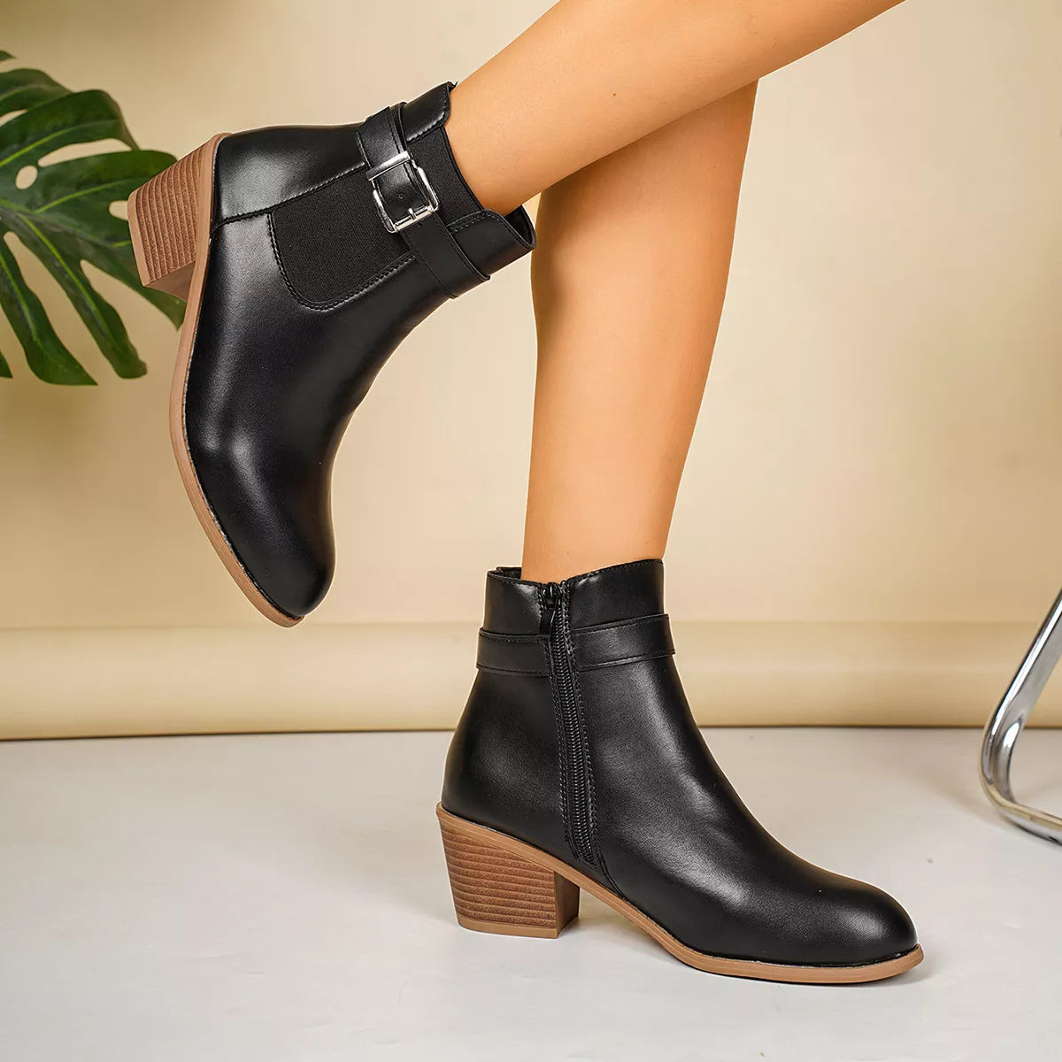 Modern Finesse Sharp Step Point-Toe Block-Heel Boots