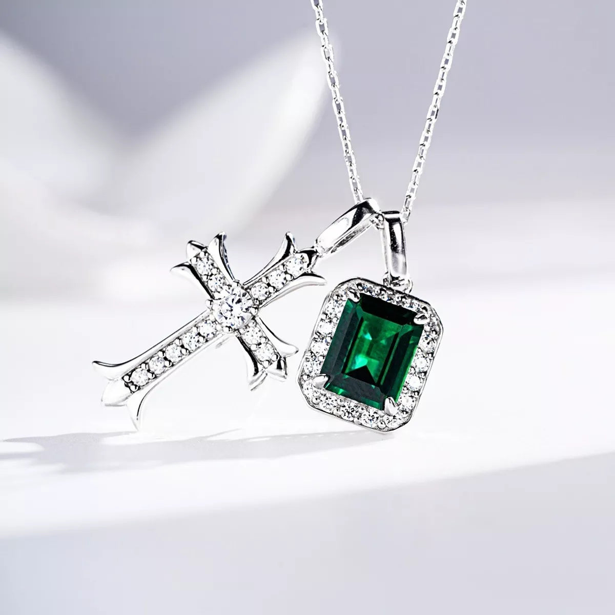 House Of Finesse Devotion Sterling Zircon Cross Necklace