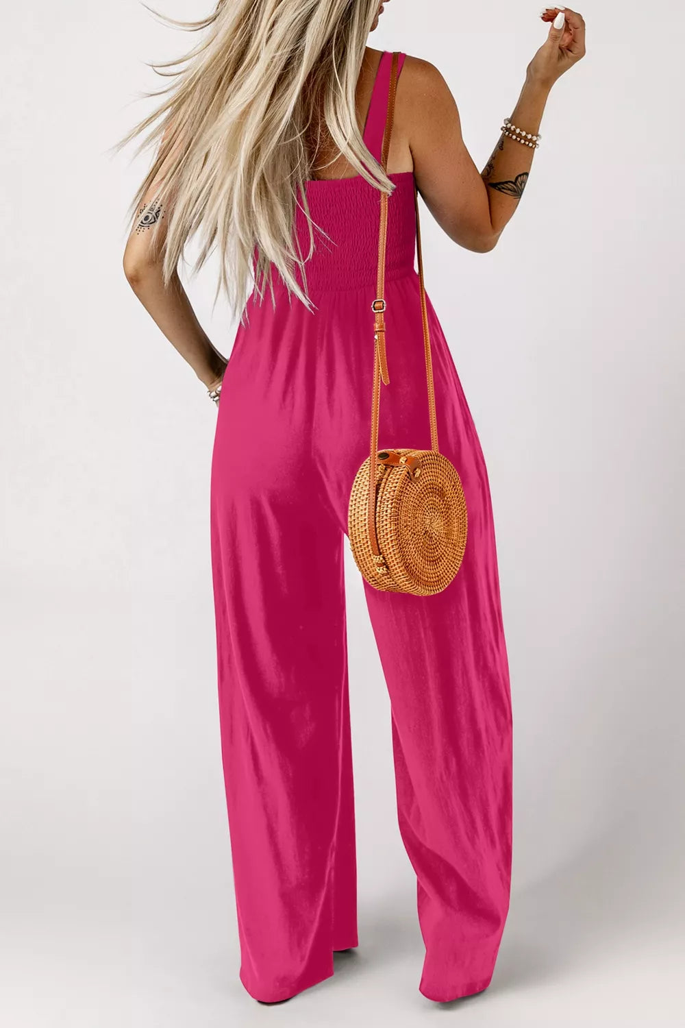 Modern Finesse Zora Smocked Bodice Wide-Leg Jumpsuit