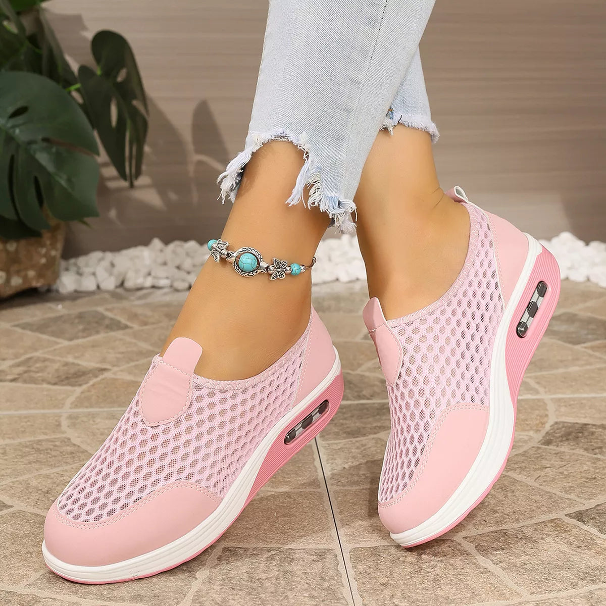 Modern Finesse Sienna Breathable Mesh Wedge Slip-Ons