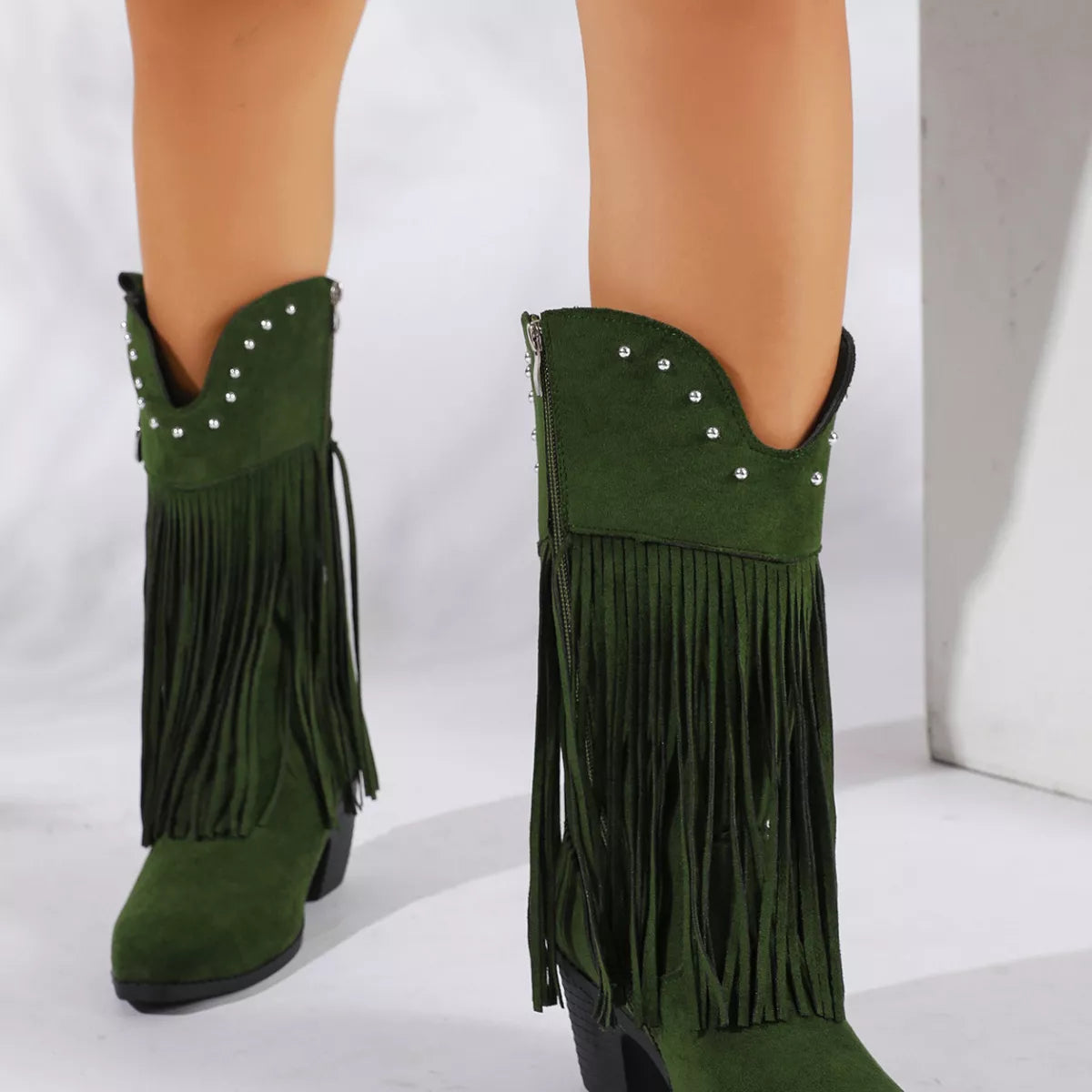 Modern Finesse Festival Fringe Round-Toe Low-Heel Boots - product view 12