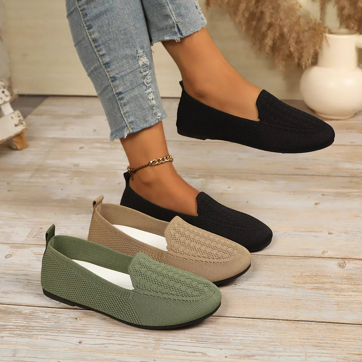 Modern Finesse Arden Breathable Knitted Slip-Ons
