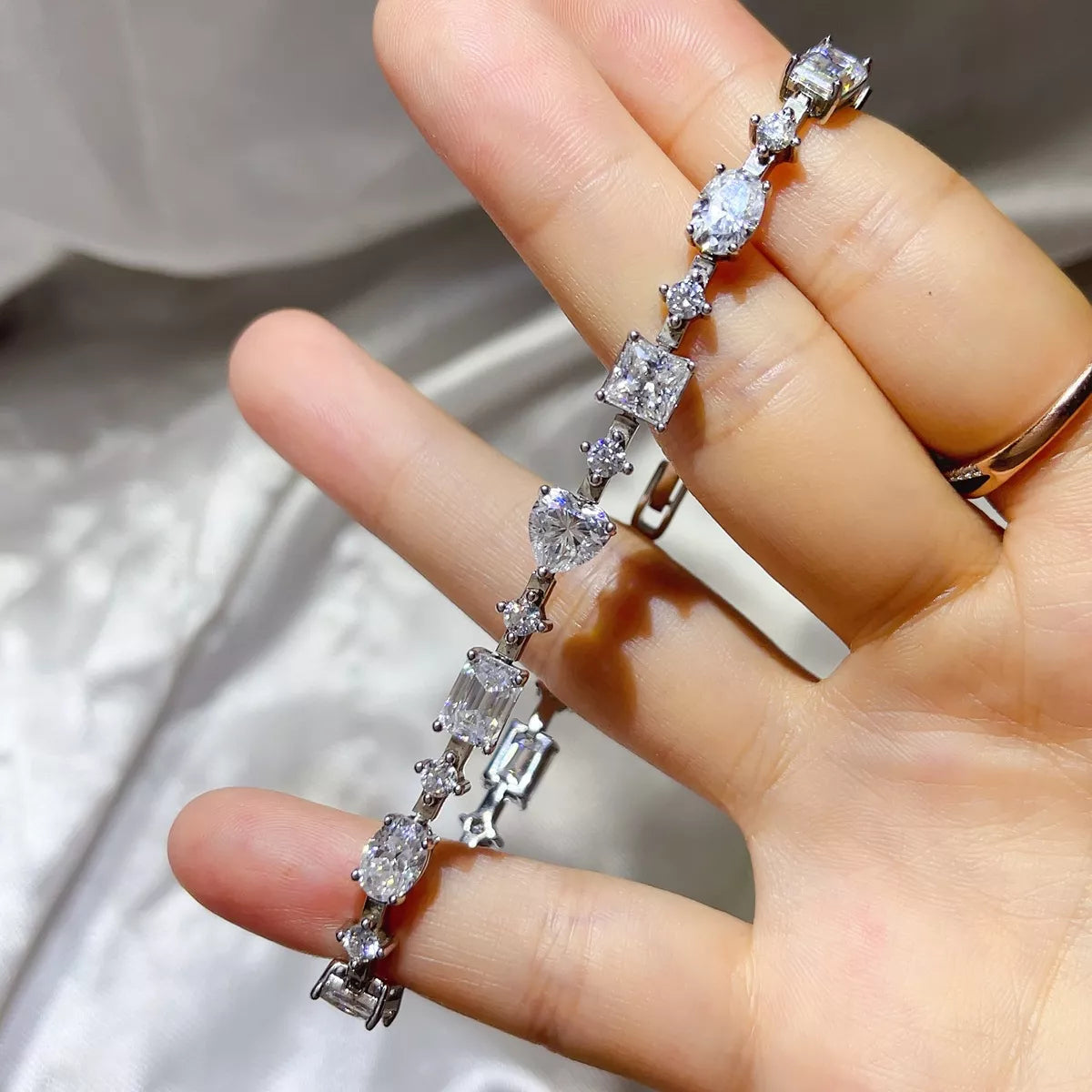 House Of Finesse Sterling Lumina Moissanite Bracelet in silver
