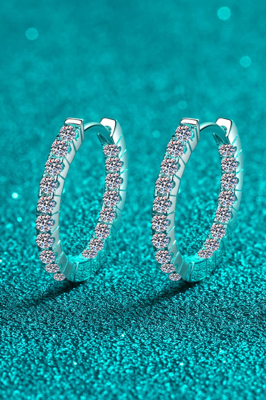 HOF Eden Moissanite 925 Sterling Silver Huggie Earrings
