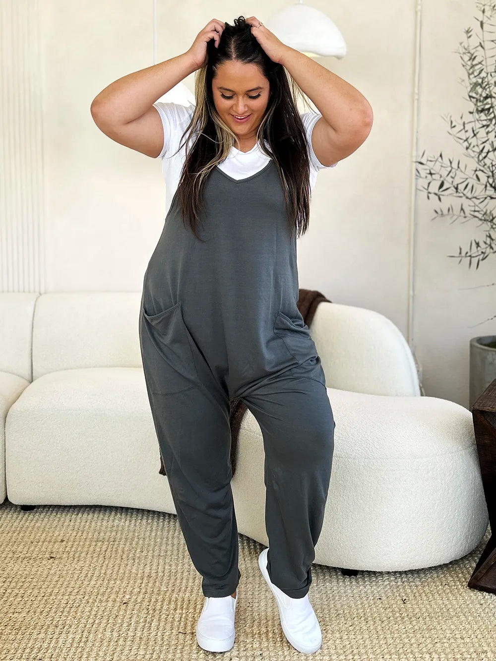 Double Take Haven Sleeveless V-Neck Pocketed Jumpsuit