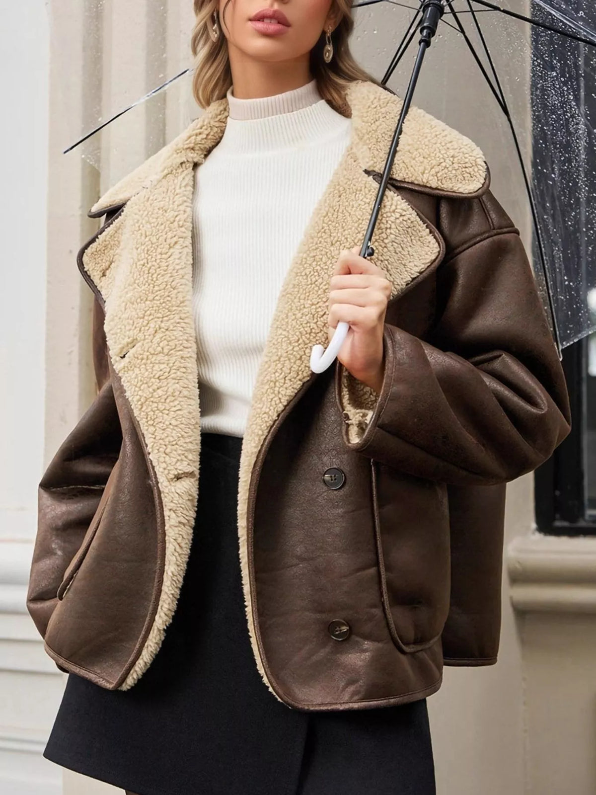 Modern Finesse Reverie Sherpa Lined Button Down Outerwear