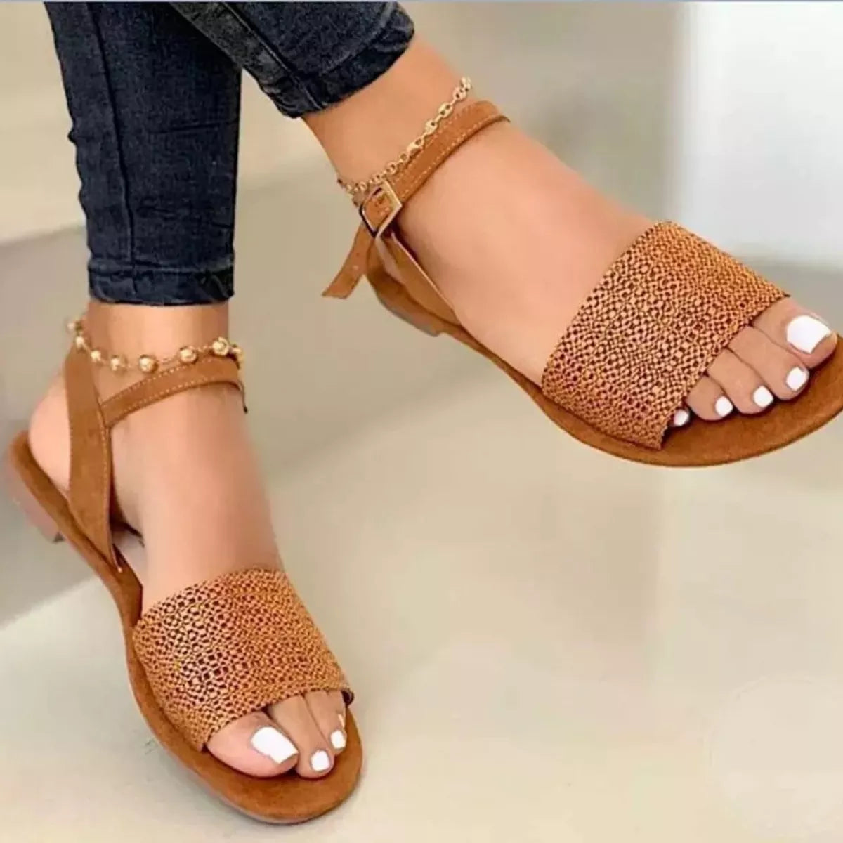 Modern Finesse Talia Open-Toe Ankle-Strap Flat Sandals