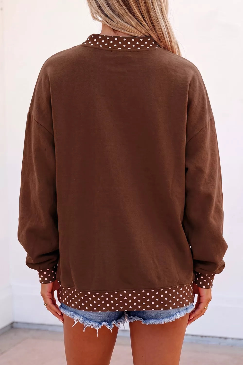 Modern Finesse PRAY Polka-Dot Trim Sweatshirt product image