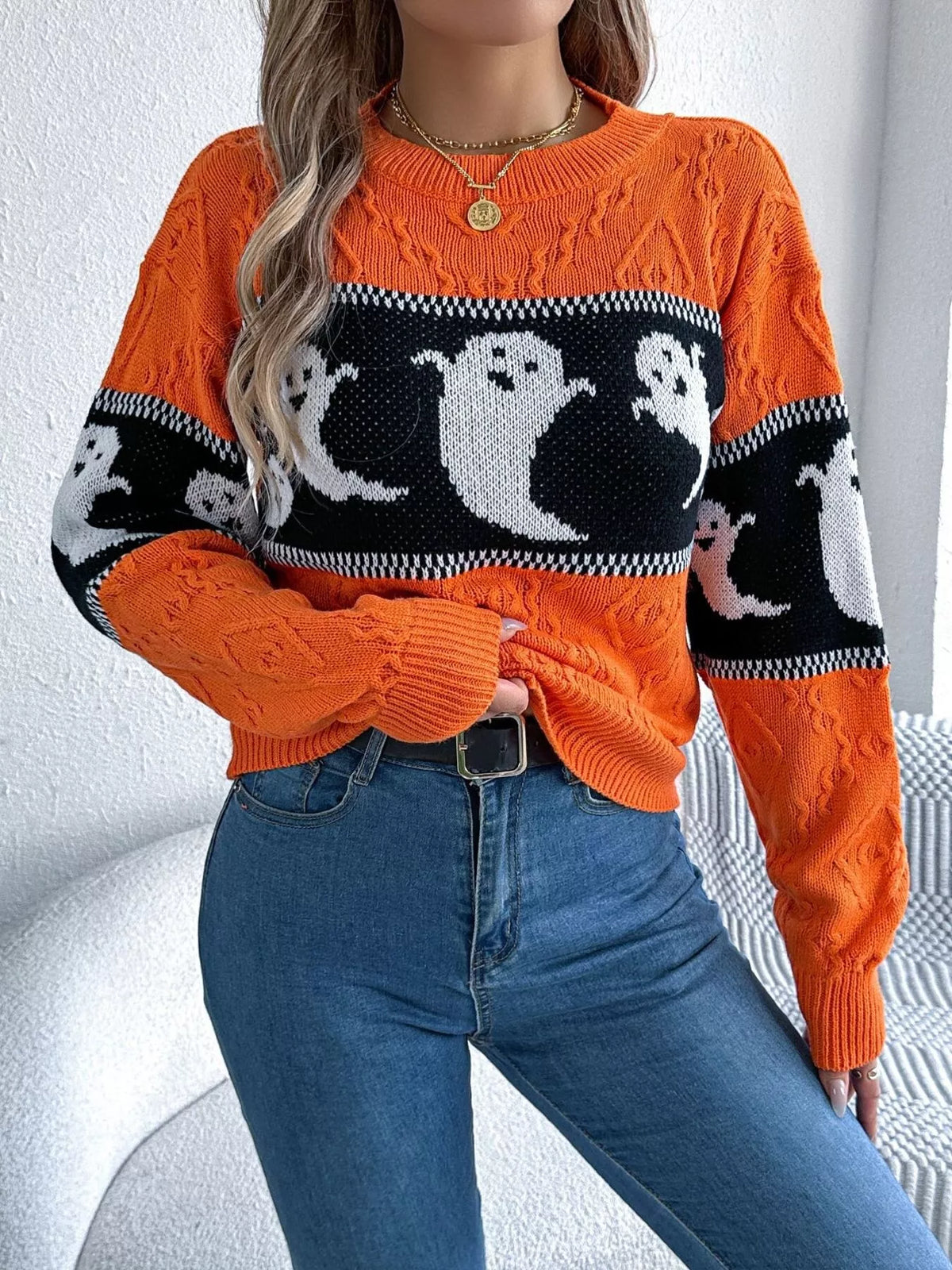Modern Finesse Ghost Cable-Knit Sweater product image