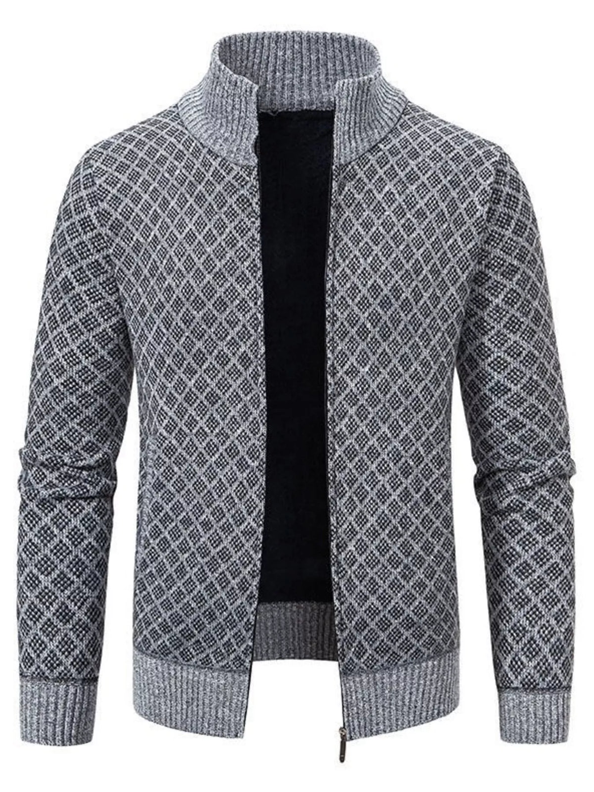 Modern Finesse Geo Line Full-Zip Cardigan - Men's Plus Size