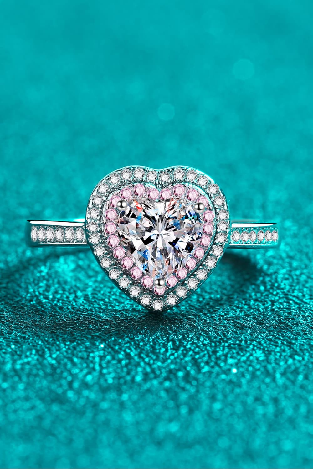HOF Celine 1 Carat Moissanite Heart 925 Sterling Silver Ring
