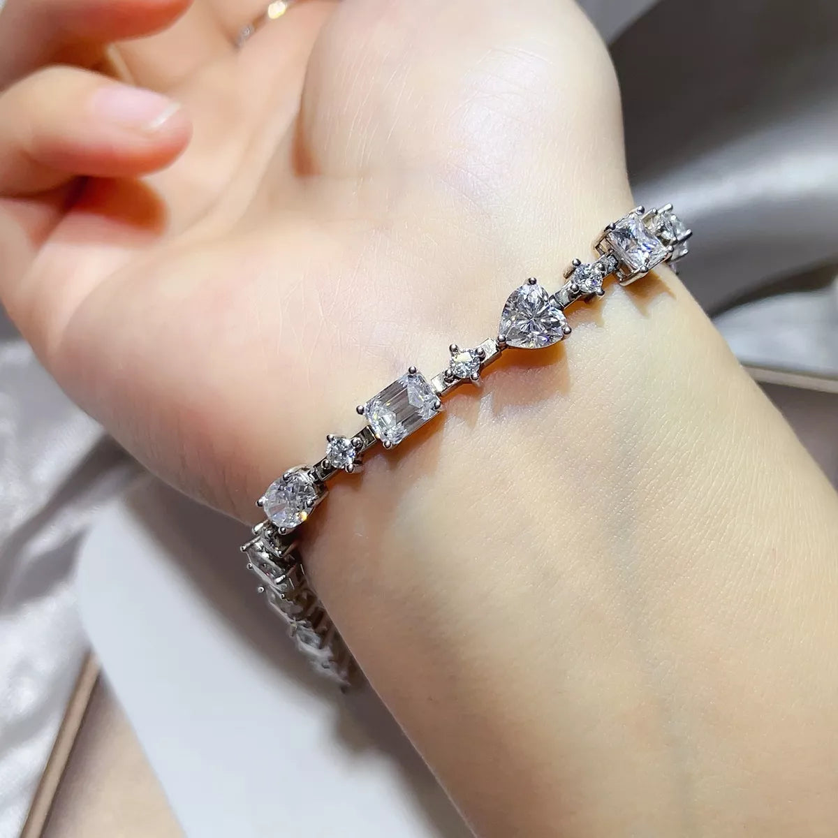 House Of Finesse Sterling Lumina Moissanite Bracelet in silver