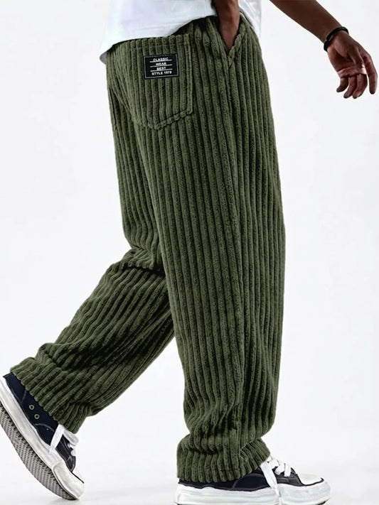 Modern Finesse Sterling Men's Casual Corduroy Wide-Leg Pants — Extended Sizes