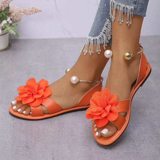 Modern Finesse Eden Flower Open-Toe Flat Sandals