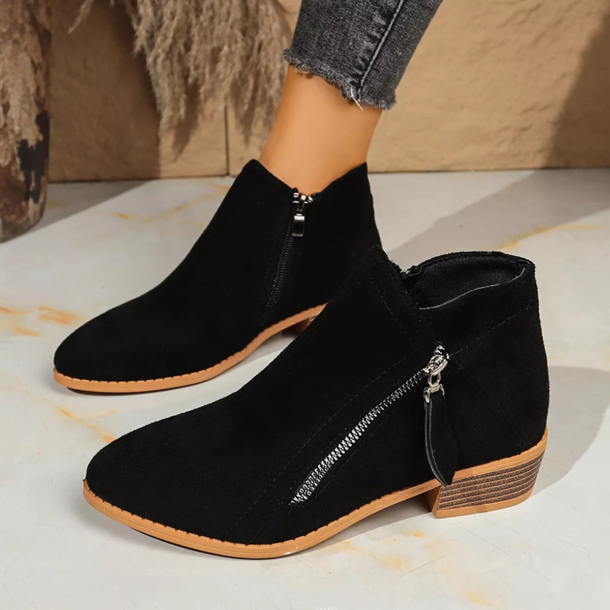 Modern Finesse Gallery Suede Point-Toe Low-Heel Boots - product view 2