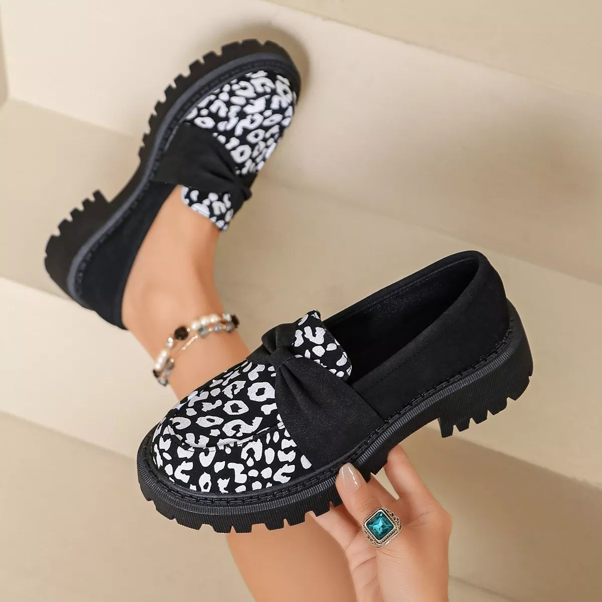 Modern Finesse Celine Leopard Round-Toe Loafers