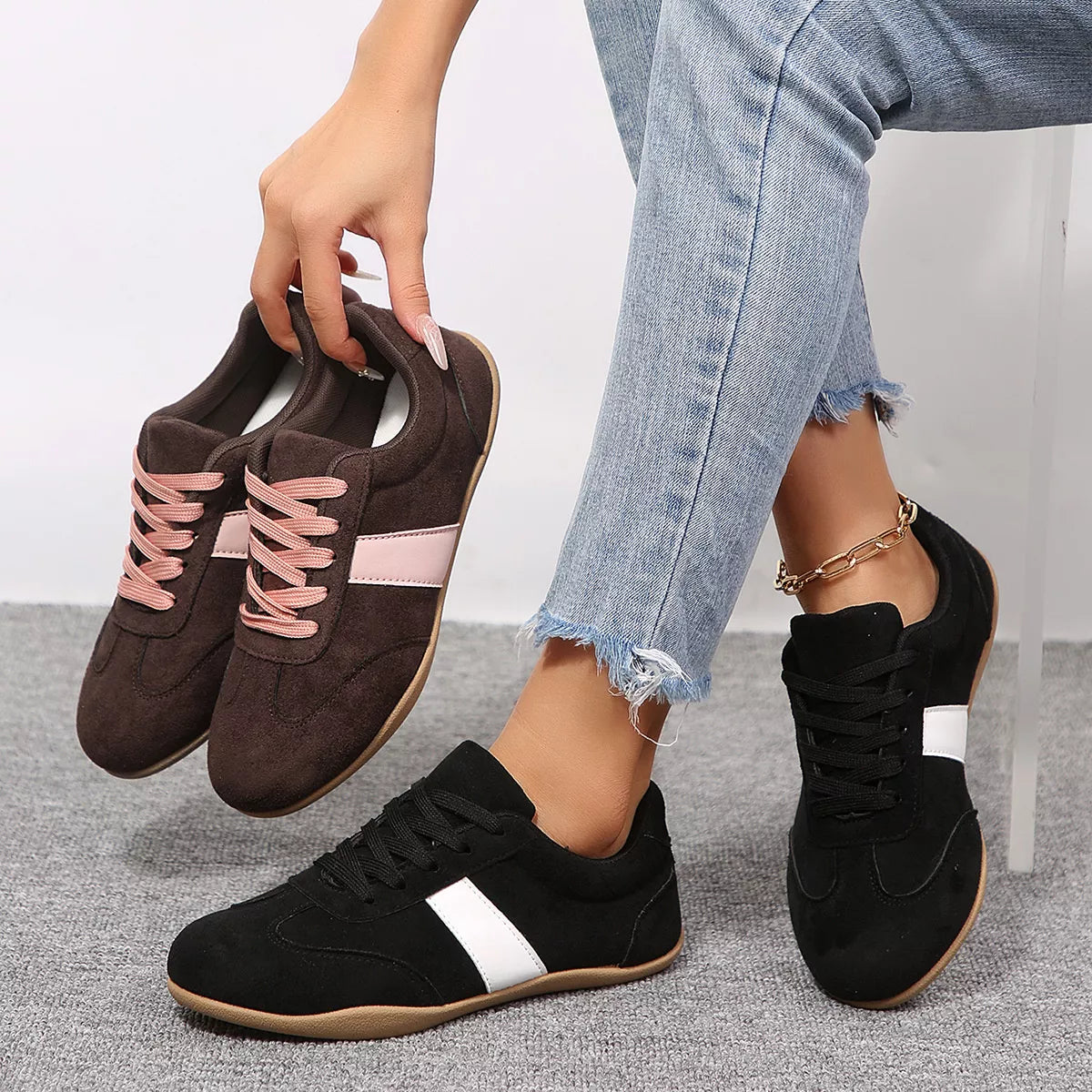 Modern Finesse Ember Round-Toe Flat Sneakers